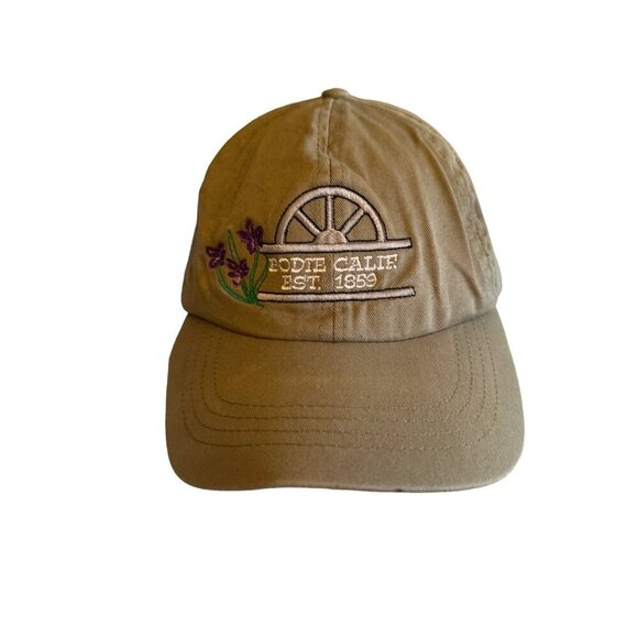 Vintage Style Khaki Baseball Cap With "Bodie Calif. Est. 1859" Embroidery - Picture 1 of 6